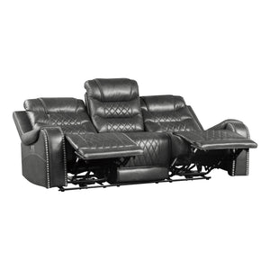 Lenci Power Double Reclining Sofa with Drop-Down Cup Holders, Receptacles and USB ports