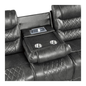 Lenci Double Reclining Sofa with Drop-Down Cup Holders, Receptacles and USB ports
