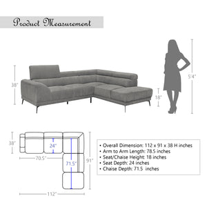 Morelia 2-Piece Sectional with Right Chaise