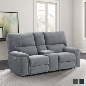 Linville Power Double Reclining Love Seat with Center Console and Power Headrests