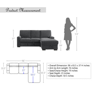 Tolani 2-Piece Sectional with Pull-out Bed and Right Chaise with Hidden Storage