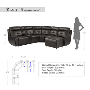 Veilleux 6-Piece Modular Reclining Sectional Sofa with Right Chaise