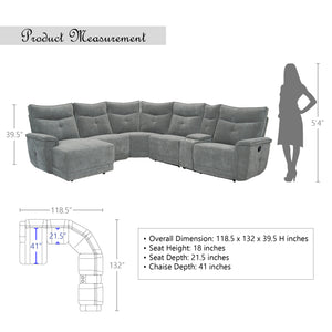 Avenue 6-Piece Modular Reclining Sectional with Left Chaise