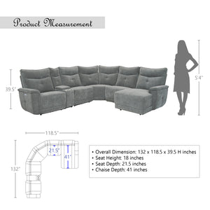 Avenue 6-Piece Modular Power Reclining Sectional with Right Chaise