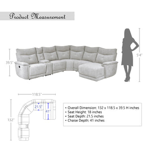Avenue 6-Piece Modular Reclining Sectional with Right Chaise