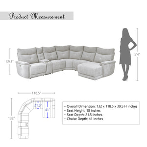 Avenue 6-Piece Modular Power Reclining Sectional with Right Chaise