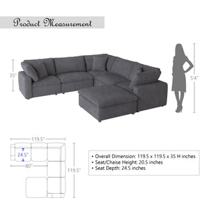 Sona 6-Piece Modular Sectional Sofa with Ottoman