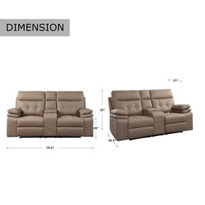 Dalal Power Double Reclining Love Seat with Center Console and Power Headrests, USB Port