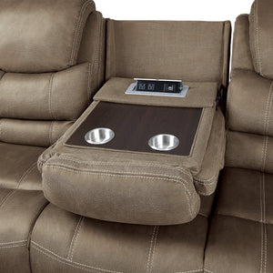 Rosnay Double Reclining Sofa with Drop-Down Cup Holders and Receptacles