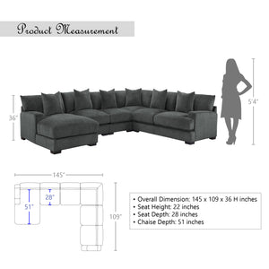 Dimitri 5-Piece Modular Sectional with Left Chaise