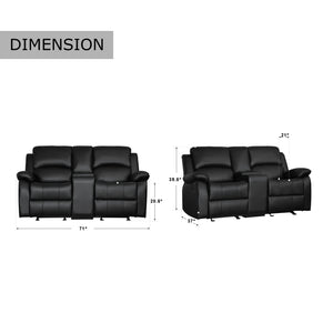 Emilio Double Glider Reclining Love Seat with Center Console