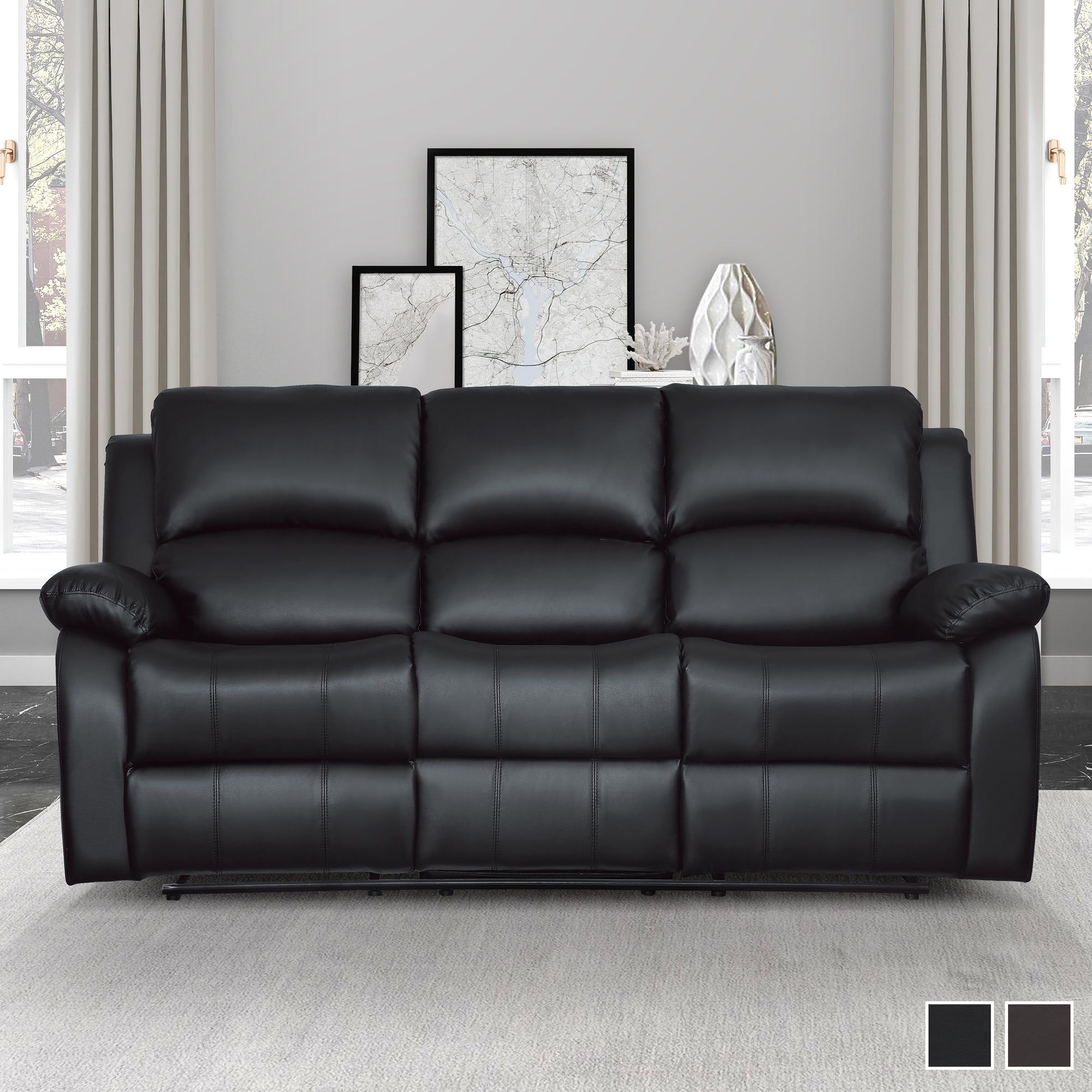 Emilio Double Reclining Sofa with Center Drop-Down Cup Holders