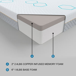Yukon 8-Inch Copper-Infused Memory Foam Mattress
