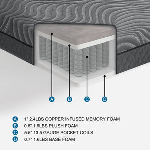 Zady 8-Inch Copper-Infused Memory Foam Mattress
