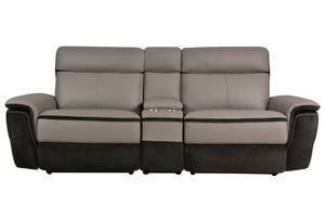 Barberton Leather Power Double Reclining Loveseat with Center Console