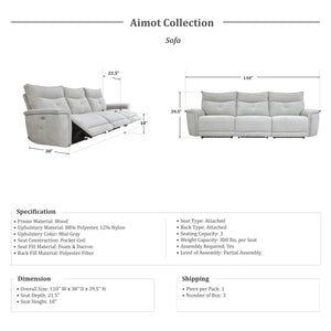 Avenue Power Double Reclining Sofa with Power Headrests