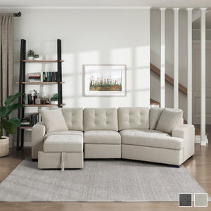 Arnau 2-Piece Sectional Sofa with Pull-out Ottoman