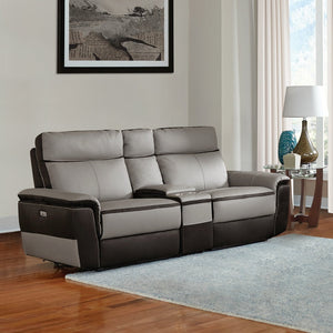 Barberton Leather Power Double Reclining Loveseat with Center Console