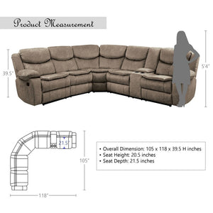 Ember Reclining Sectional Sofa with Right Console