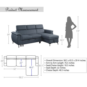 Sadie Reversible Sofa Chaise with Pull-out Bed